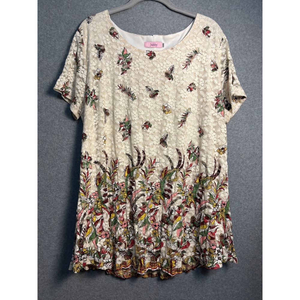 Jubby Lace Floral Tunic Top Women XXL Boho Cottagecore Fairycore‎